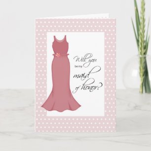 "Will You Be Maid of Honor, Pink Polka Dots Invitation