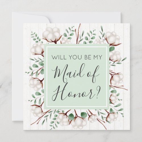 Will You Be Maid of Honor Rustic Southern Cotton Invitation