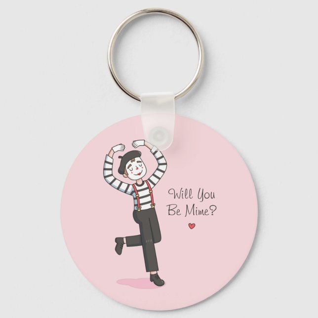 Will You Be Mime, Funny Love Confession Keychain (Front)