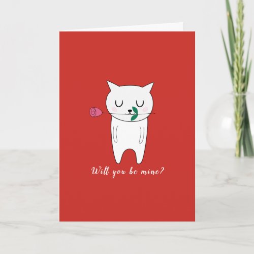 Will You be Mine Cute Cat Proposal Valentine Holiday Card