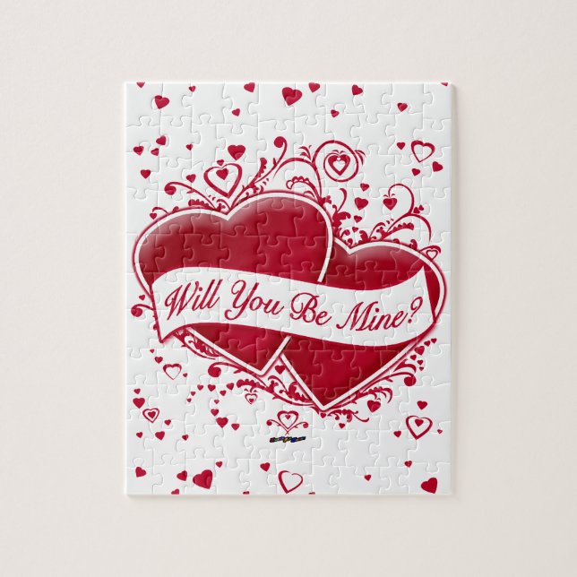 Will You Be Mine? Red Hearts Jigsaw Puzzle (Vertical)