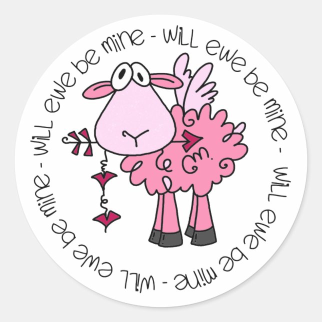 Will You Be Mine Valentine Classic Round Sticker (Front)