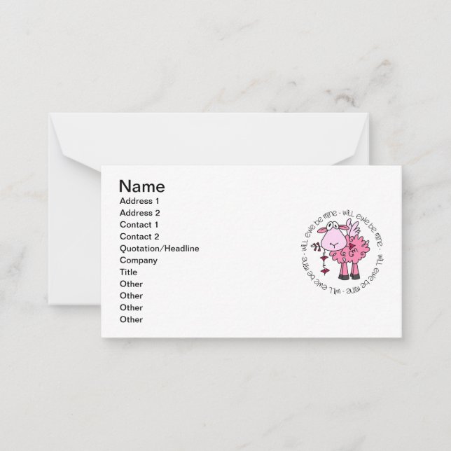 Will You Be Mine Valentine Note Card (Front)