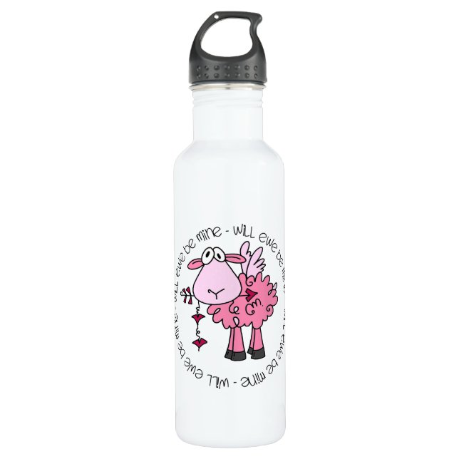 Will You Be Mine Valentine Stainless Steel Water Bottle (Front)