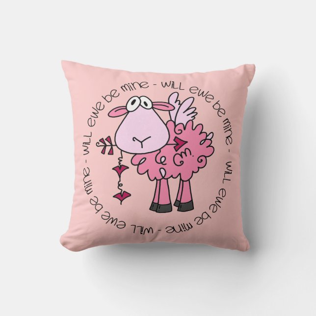 Will You Be Mine Valentine Throw Pillow (Front)