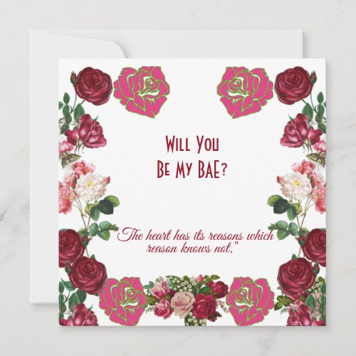 Will You Be My BAE Rustic Roses Vintage Valentine 