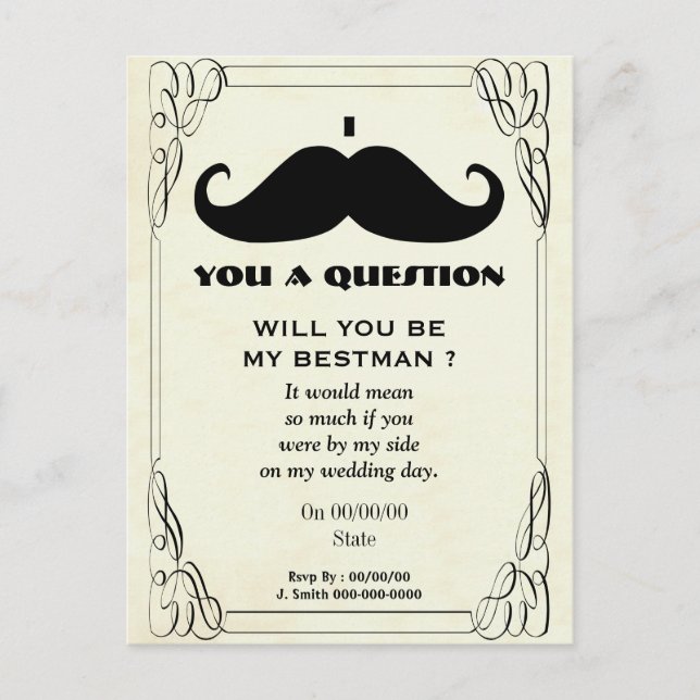 will you be my best man,be my best man invitation postcard (Front)