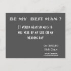 will you be my best man ? be my groomsman invitation postcard | Zazzle