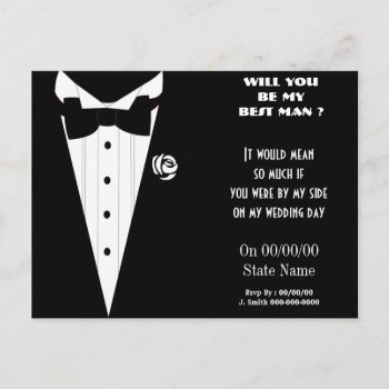 Will You Be My Best Man ? Be My Groomsmen Invitation Postcard by Boopoobeedoogift at Zazzle