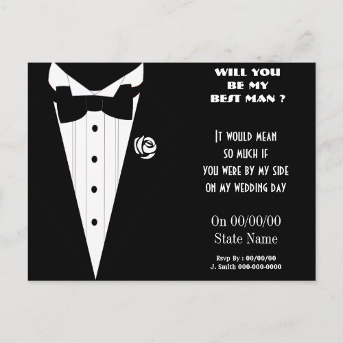 will you be my best man  be my groomsmen invitation postcard