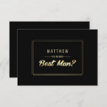 Will You Be My Best Man? Black Gold Wedding Invitation at Zazzle