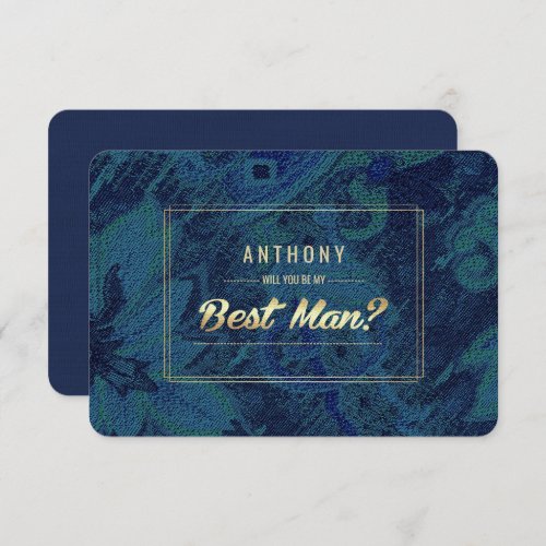 Will you be my Best Man Blue Green Abstract  Invitation