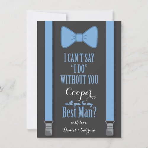 Will You Be My Best Man _ Blue Tie Braces Invitation