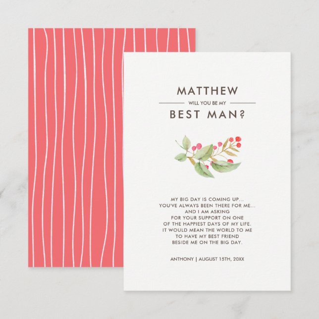 Will you be my Best Man? Custom Invitation (Front/Back)