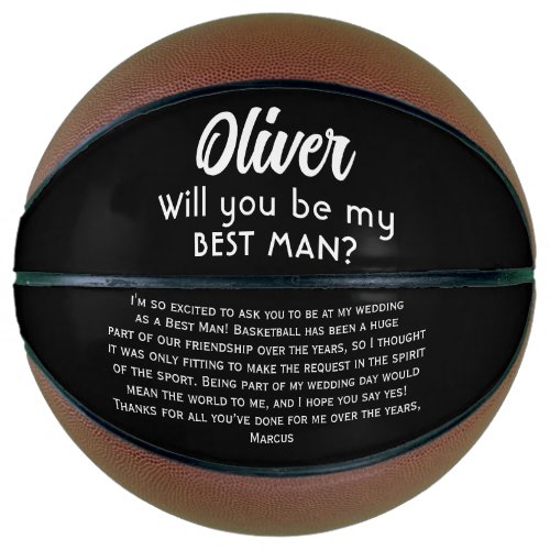 Will you be my Best Man Custom Name and Text  Basketball