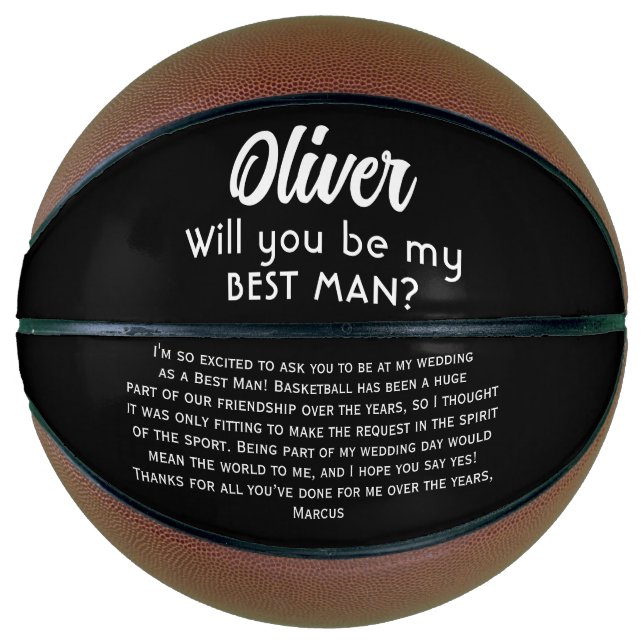 Will you be my Best Man Custom Name and Text  Basketball (Front)