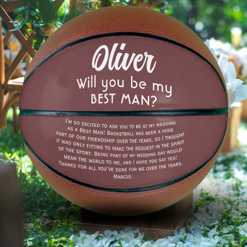 Will you be my Best Man Custom Name and Text Basketball