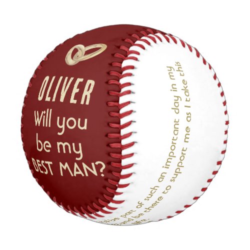 Will you be my Best Man Custom Name  Baseball