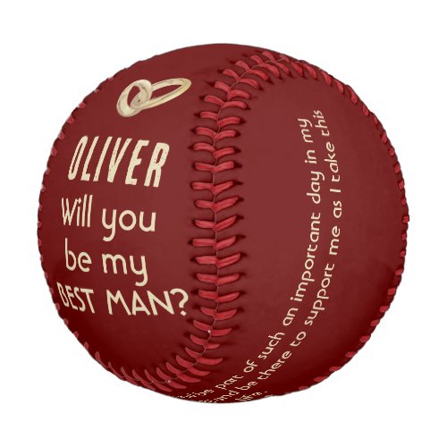 Will you be my Best Man Custom Name Baseball