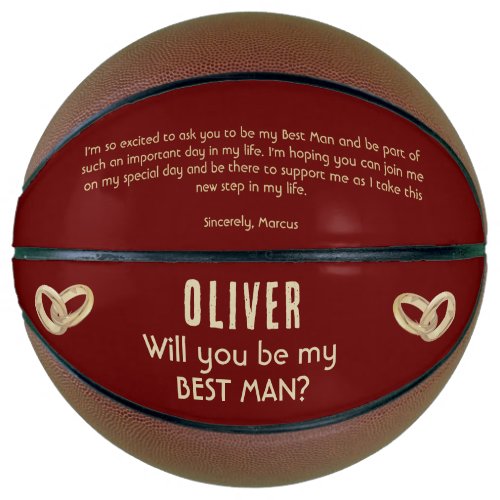 Will you be my Best Man Custom Name  Basketball