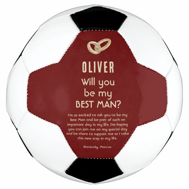 Will you be my Best Man Custom Name Soccer Ball (Front)