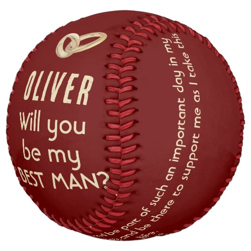 Will you be my Best Man Custom Name  Softball