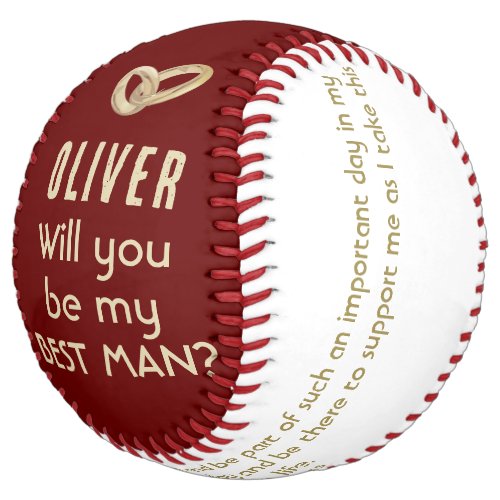 Will you be my Best Man Custom Name  Softball