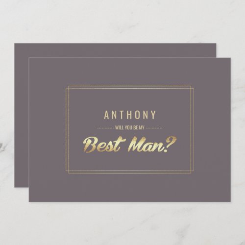 Will you be my Best Man Dark Mocha Gold Wedding Invitation