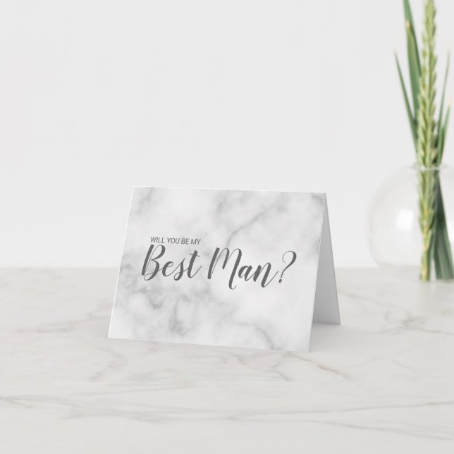 Will You Be My Best Man? Elegant Marble Script Invitation (Front)