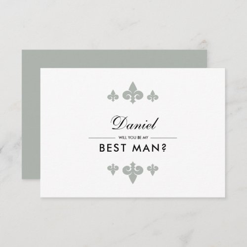 Will you be my Best Man Fleur_de_lis Grey White Invitation