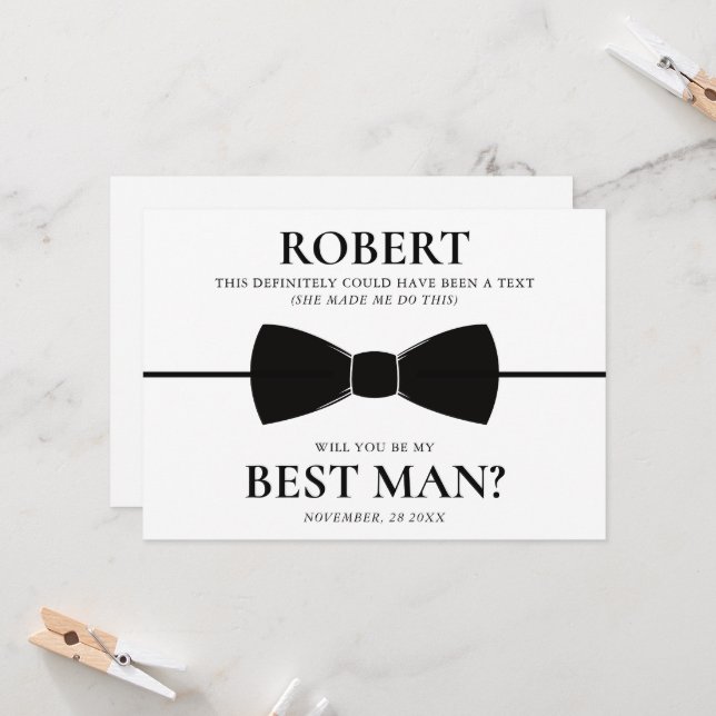 Will you be My Best Man? Funny Proposal Card (Front/Back In Situ)