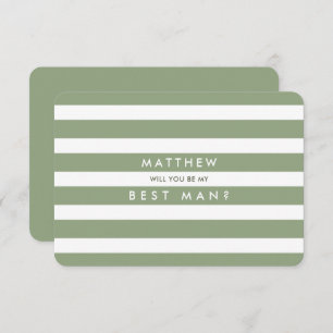 Will you be my Best Man? Green Stripe Pattern  Invitation