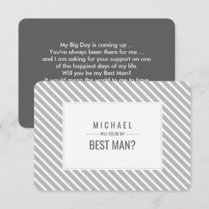 Will you be my Best Man? Grey Stripe Pattern Invitation