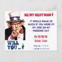 will you be my best man,groomsman invitation postcard