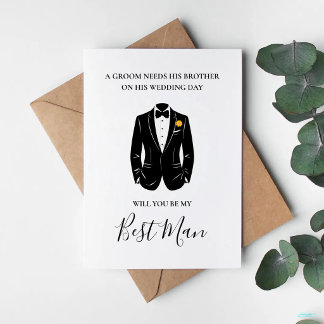 Will You Be My Best Man Groomsman Suit Wedding Card
