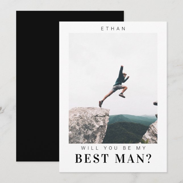 Will you be my Best Man Minimalist Photo Modern  Invitation (Front/Back)