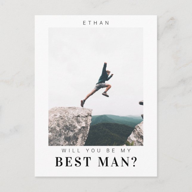 Will you be my Best Man Minimalist Photo Modern  Postcard (Front)