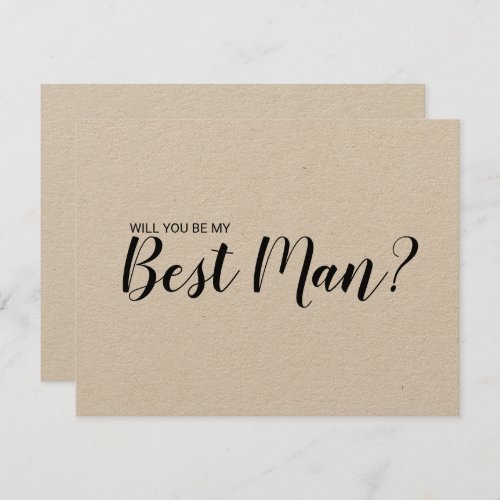 Will You Be My Best Man Modern Script Kraft Paper Invitation