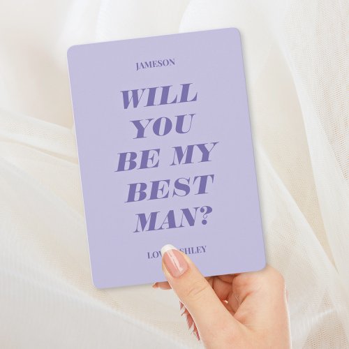 Will You Be My Best Man Modern Text Lavender Invitation