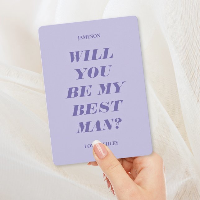 Will You Be My Best Man? Modern Text Lavender Invitation (Creator Uploaded)