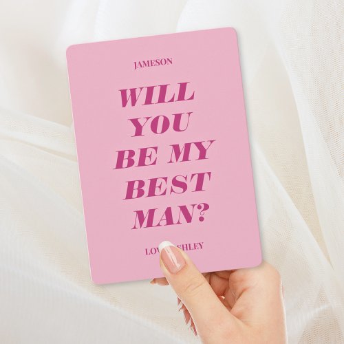 Will You Be My Best Man Modern Text Pink Invitation