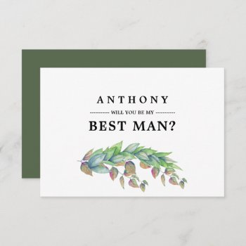 Will You Be My Best Man? Rustic Botanical Invitation by YourWeddingDay at Zazzle