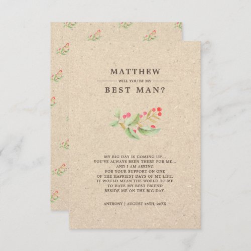 Will you be my Best Man Rustic Invitations