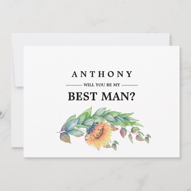 Will you be my Best Man? Rustic Sunflowers Invitation (Front)