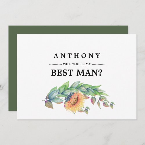 Will you be my Best Man Rustic Sunflowers Invitation