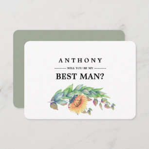 Will you be my Best Man? Rustic Sunflowers Invitation