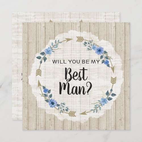 Will You Be My Best Man Rustic Wood Boho Arrows Invitation