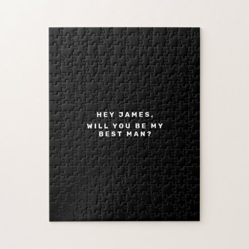 Will you be my Best Man Solid Black Minimalist Jigsaw Puzzle