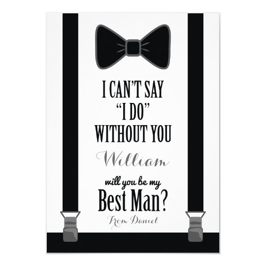 will you be my best man tuxedo tie braces invitation zazzle com