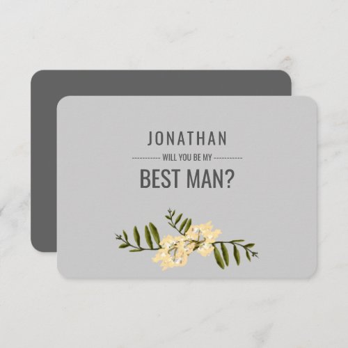 Will you be my Best Man Watercolor Branch Grey Invitation
